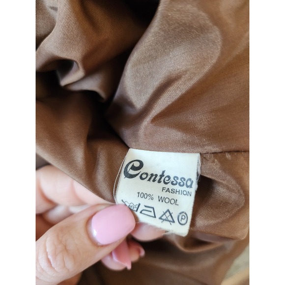 Vintage 80s 100% Wool Beaded Batwing Bling Beaded Jacket Mauve Brown M - Picture 8 of 10